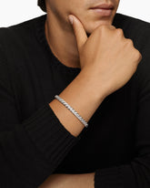 Sculpted Cable Cuff Bracelet in 18K White Gold with Diamonds, 5.5mm